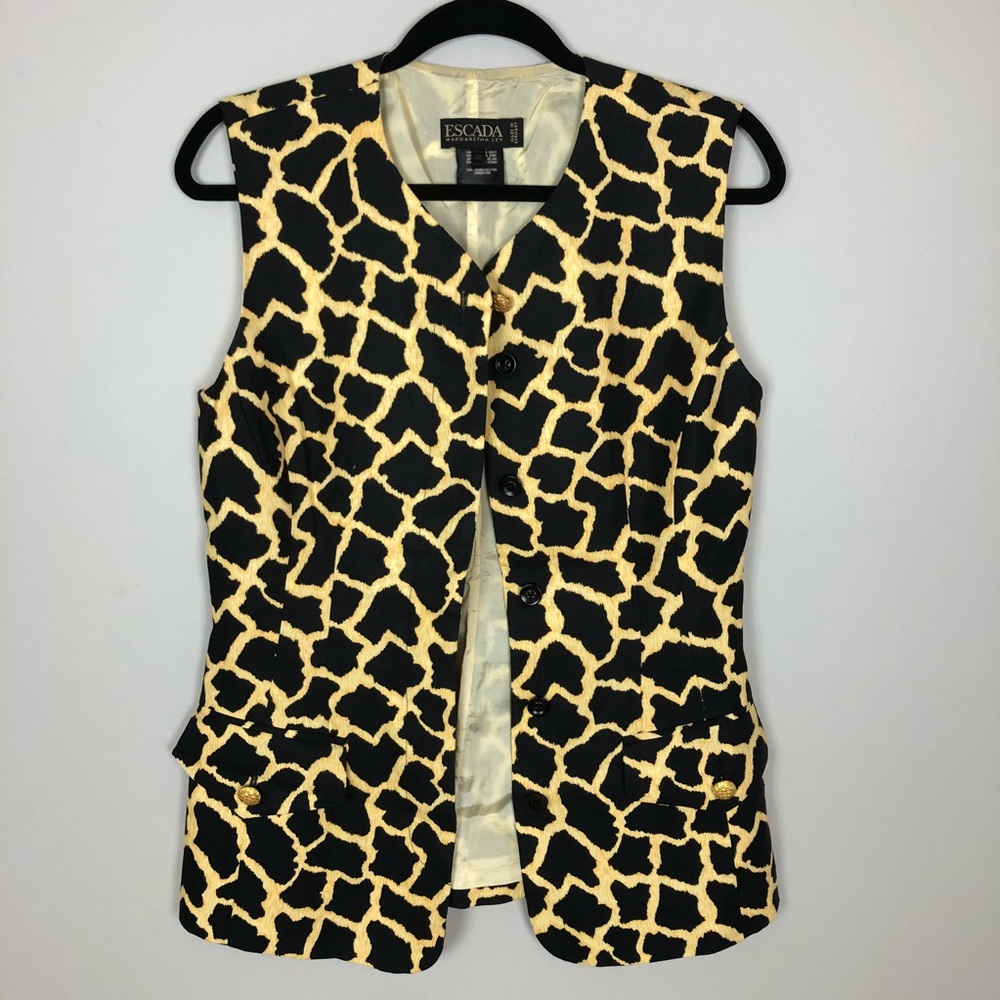 Escada VINTAGE Linen Giraffe Print Vest - Picture 2 of 7